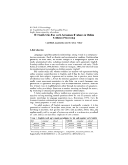 30-Month-Olds Use Verb Agreement Features in Online Sentence