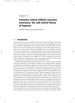 the cold control theory of hypnosis - The School of Life Sciences at