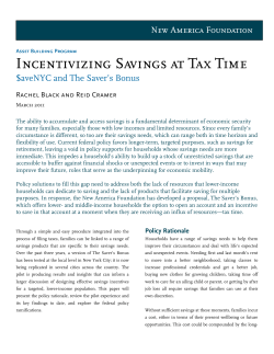 Incentivizing Savings at Tax Time - Community