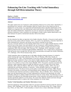 Enhancing On-Line Teaching with Verbal Immediacy
