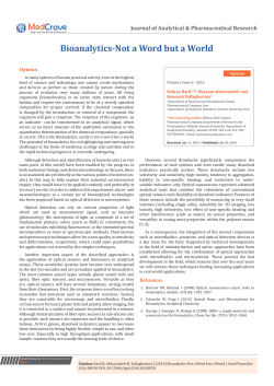Bioanalytics-Not a Word but a World