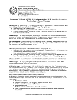 Comparing TN Treaty NAFTA, J-1 Exchange Visitor, H