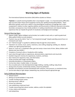 Additional information on Dyslexia