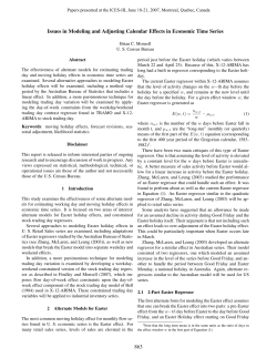 Issues in Modeling and Adjusting Calendar Effects in Economic