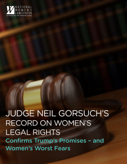 Judge Neil Gorsuch`s Record on Women`s Legal Rights