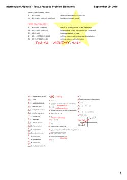 Intermediate Algebra - Test 2 Practice Problem Solutions