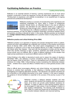 Facilitating Reflection on Practice