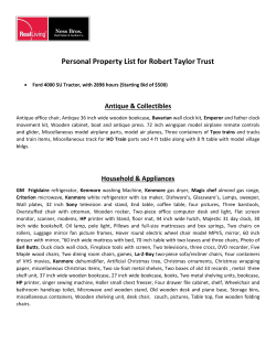 Personal Property List for Robert Taylor Trust