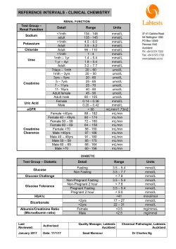 Biochemistry Renal Function and Diabetic Reference