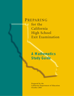 CAHSEE Math Student Study Guide