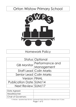 Pub Sum 14 Review Sum 17 - Orton Wistow Primary School