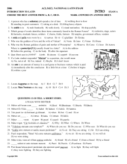 2006 ACLLNJCL NATIONAL LATIN EXAM