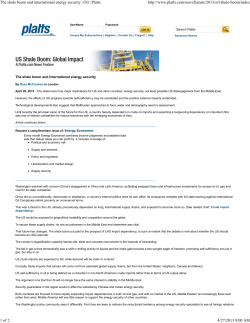 The shale boom and international energy security | Oil | Platts