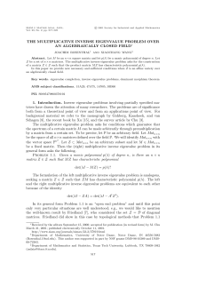 THE MULTIPLICATIVE INVERSE EIGENVALUE PROBLEM OVER