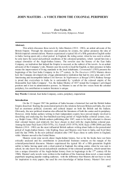 john masters &ndash; a voice from the colonial periphery