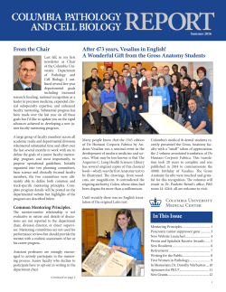 In This Issue From the Chair After 473 years, Vesalius in English! A