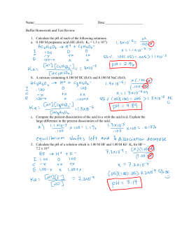 Buffer Homework and Test Review 1. Calculate the pH of each of th
