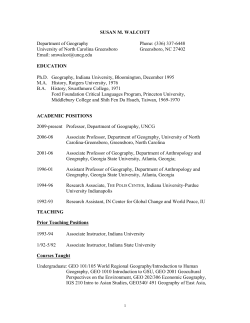 SUSAN M. WALCOTT Department of Geography Phone: (336) 337