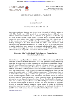 JOHN TYNDALL`S RELIGION - Notes and Records of the Royal