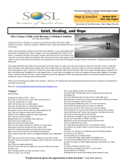 Grief, Healing, and Hope - Survivors of Suicide Loss