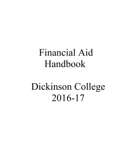Financial Aid Handbook Dickinson College 2016-17