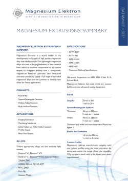 Extrusions summary - Magnesium Elektron