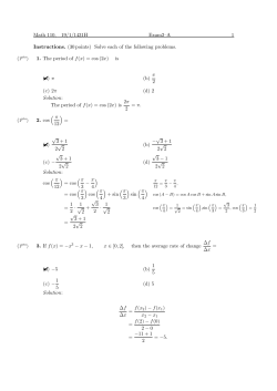 Math 110, 19/1/1431H Exam2&ndash;A 1 Instructions. (30points) Solve