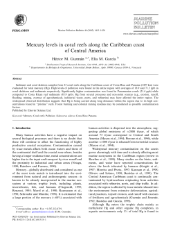 Mercury levels in coral reefs along the Caribbean coast of Central
