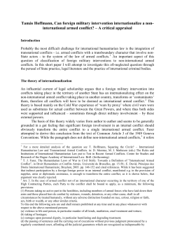 Tam&aacute;s Hoffmann, Can foreign military intervention internationalize a