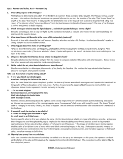 Romeo and Juliet, Act I &ndash; Answer Key