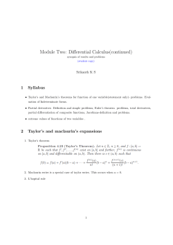Module Two: Differential Calculus(continued)