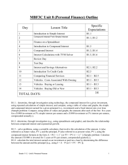 Unit 8: Personal Finance