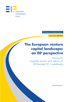 The European venture capital landscape: an EIF perspective