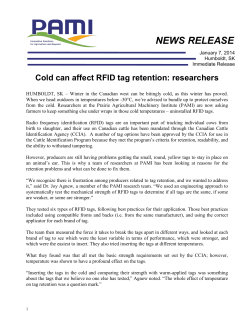 Cold Can Affect RFID Tag Retention News Release