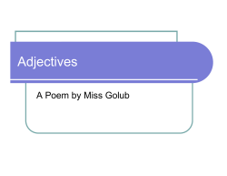 Adjectives Poem - Sunset Ridge School District 29