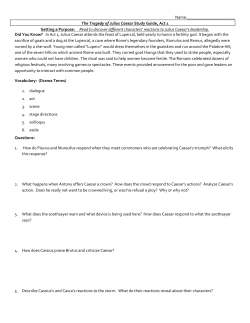 The Tragedy of Julius Caesar Study Guide, Act 1 Setting a Purpose