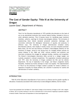 The Cost of Gender Equity: Title IX at the University of Oregon