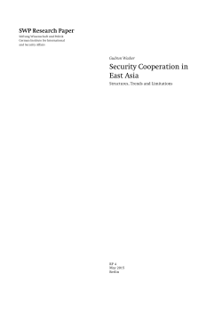Security Cooperation in East Asia - Stiftung Wissenschaft und Politik