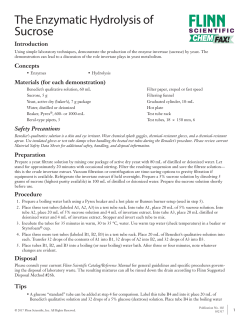The Enzymatic Hydrolysis of Sucrose