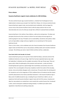 Press release Susanne Kaufmann organic treats celebrates its 10th