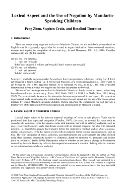 Lexical Aspect and the Use of Negation by Mandarin