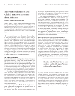 Internationalization and Global Tension: Lessons from History