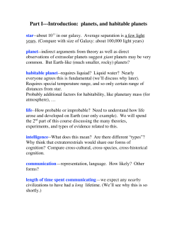 Part I---Introduction: planets, and habitable planets