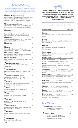 LOW CALORIE CLASSICS HOUSE COCKTAILS