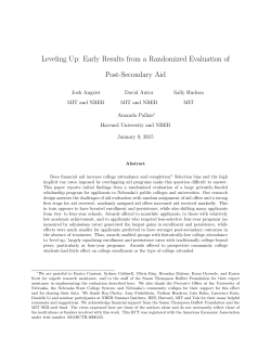 Early Results from a Randomized Evaluation of