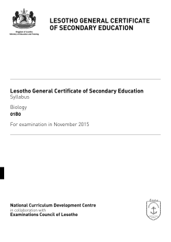 Biology Syllabus - Examinations Council of Lesotho