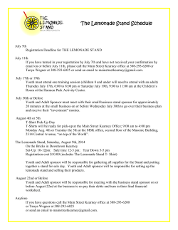 The Lemonade Stand Schedule The Lemonade Stand Schedule
