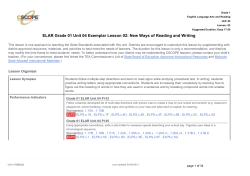 ELAR Grade 01 Unit 04 Exemplar Lesson 02: New Ways of Reading