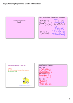 Factoring Polynomials - New Hartford Central Schools