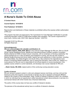 A Nurse`s Guide To Child Abuse